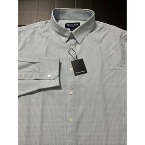 Mizzen+Main Leeward Trim Fit Button Front Performance Shirt Blue Circle Size XL